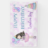 Banderoles 8e anniversaire Princesse Lavande Turquoise (Vertical)