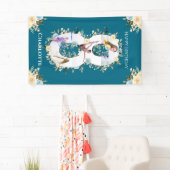 Banderoles 8e anniversaire Turquoise Fleur photo Collage bleu (En situation)