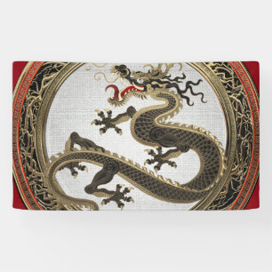 Banderoles [901] Dragon oriental sacré noir et or