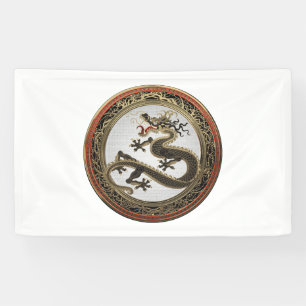 Banderoles [901] Dragon oriental sacré noir et or