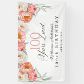 Banderoles 90 Ans Pêche aimée Florale 100e Anniversaire (Vertical)