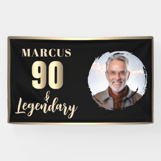 Banderoles 90 & Legendary Photo 90th Birthday Gold (Horizontal)