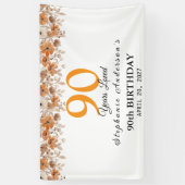 Banderoles 90 Years Loved Peach Floral 90th (Vertical)