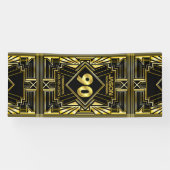 Banderoles 90e anniversaire Art Déco Gold Black Great Gatsby (Horizontal)