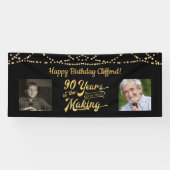 Banderoles 90e anniversaire Black Gold String lumières Retro  (Horizontal)