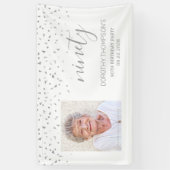 Banderoles 90e anniversaire blanc Silver Confetti photo (Vertical)