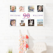 Banderoles 90e anniversaire de fête photo collage femme blanc (En situation)