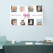 Banderoles 90e anniversaire de fête photo collage femme blanc (Salon professionnel)