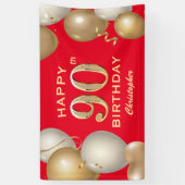 Banderoles 90e Anniversaire des Ballons rouges et or (Vertical)