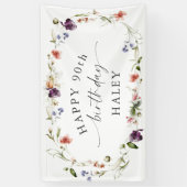 Banderoles 90e anniversaire Feminine Fleur sauvage Floral (Vertical)