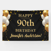 Banderoles 90e anniversaire Fête Noire et Or (Horizontal)