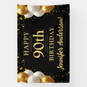 Banderoles 90e anniversaire Fête Noire et Or (Verticale)