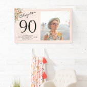 Banderoles 90e anniversaire Floral Pink Photo (En situation)