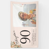 Banderoles 90e anniversaire Floral Pink Photo (Vertical)
