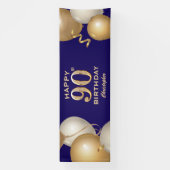 Banderoles 90e Anniversaire Marine Bleu et Ballons d'or (Verticale)
