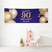 Banderoles 90e Anniversaire Marine Bleu et Ballons d'or (Insitu)