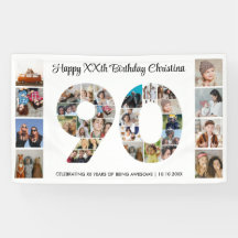90e Anniversaire Numéro de fête 90 Photo Collage