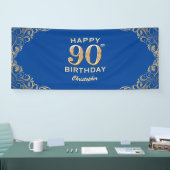 Banderoles 90e anniversaire Parties scintillant bleue et or c (Salon professionnel)