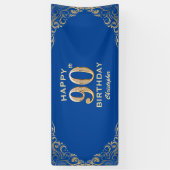 Banderoles 90e anniversaire Parties scintillant bleue et or c (Vertical)