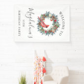 Banderoles 90th Birthday Banner Red Cardinal Custom Welcome (Insitu)