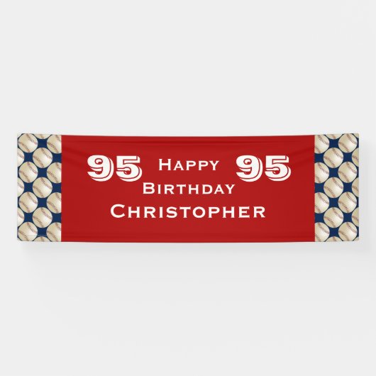 Banderoles 95e Anniversaire de la fête Baseball, Adulte, Nom, (Horizontal)