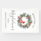 Banderoles 95th Birthday Banner Red Cardinal Custom Welcome (Horizontal)