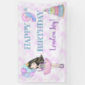 Banderoles 9e anniversaire fille Princesse Lavande Turquoise (Vertical)