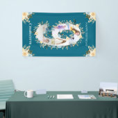 Banderoles 9e anniversaire Turquoise Fleur photo Collage bleu (Salon professionnel)