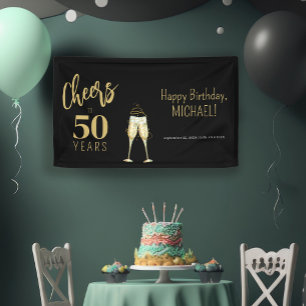 Banderoles À 50 ans or noir moderne 50e anniversaire