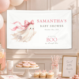 Banderoles A Little Boo Pink Bow Baby Girl Shower Welcome