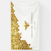 Banderoles abeille à parties scintillant en faux or (Vertical)