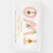 Banderoles Abeille Jaune & rose Floral DEUX Baby's 2nd Birthd (Vertical)
