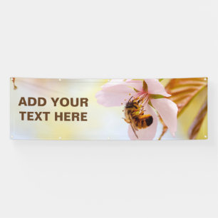 Banderoles Abeille Sur Une Fleur De Cerise