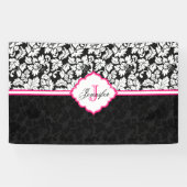 Banderoles Accents rose Damas Blanc Et Noir (Horizontal)