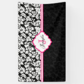 Banderoles Accents rose Damas Blanc Et Noir (Vertical)