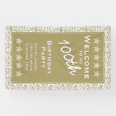 Banderoles Accueil à ma 100th fête d'anniversaire - or/blanc (Horizontal)