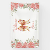 Banderoles Accueil Baby shower Bow rose (Verticale)