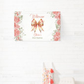 Banderoles Accueil Baby shower Bow rose (Insitu)