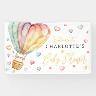 Banderoles Accueil Baby shower Coeurs aquarelles