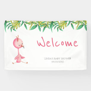Banderoles Accueil Baby shower Flamant rose rose mignon