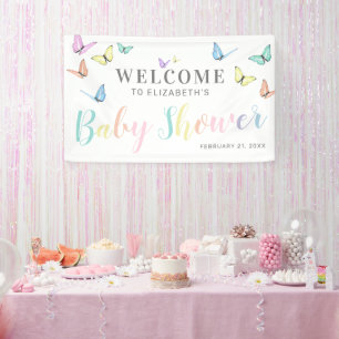 Banderoles Accueil Baby shower papillons
