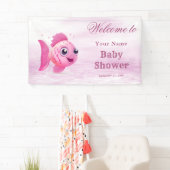 Banderoles Accueil Baby shower Poisson Rose (En situation)