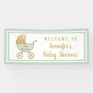 Banderoles Accueil Baby shower vert Retro Carriage Mint