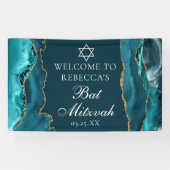 Banderoles Accueil Chic Turquoise Gold Bat mitzvah Party (Horizontal)