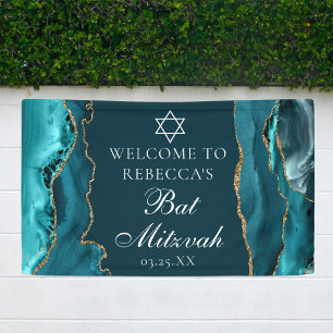 Banderoles Accueil Chic Turquoise Gold Bat mitzvah Party