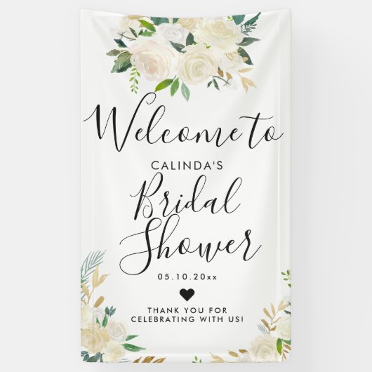 Banderoles Accueil de Fête de la mariée du bouquet | de rose (Vertical)