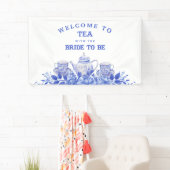 Banderoles Accueil de la douche nuptiale florale bleue et bla (En situation)