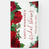 Banderoles Accueil de Mariage aux Roses Rouges Aquarelle (Vertical)