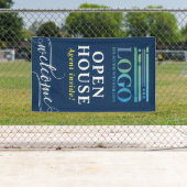 Banderoles Accueil Deep Blue Open House Logo de courtier immo (En situation)