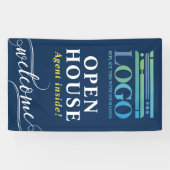 Banderoles Accueil Deep Blue Open House Logo de courtier immo (Horizontal)